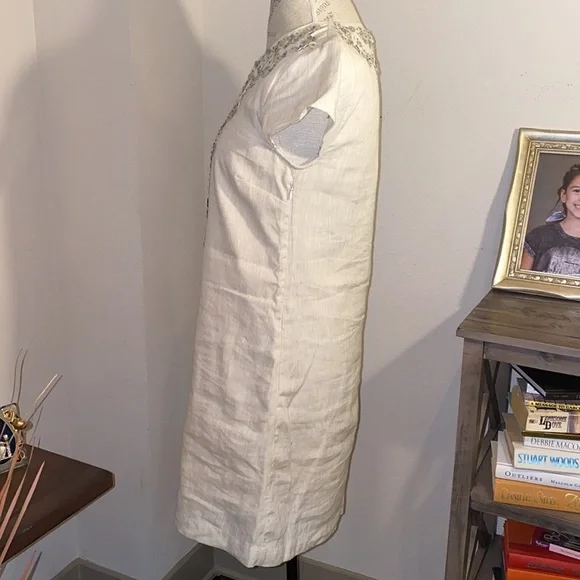 Vineyard Vines linen cap sleeve ivory dress size 4​ - Picture 5 of 9